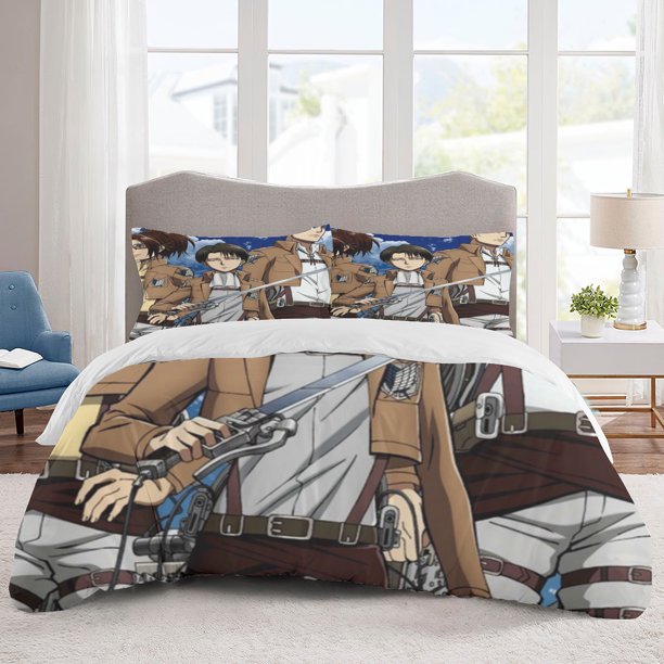 Attack on Titan Bedding Sets Cartoon Duvet Cover Lightweight 3 Piece Bet Sets for Kids Boys Girls