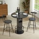 thumbnail image 3 of 3-Piece Bar Table and Stool Set 31.5-inch round bar table with two stools Compact wooden dining bar with metal ring footrest Ideal for restaurants, cafes, bars, living rooms, and small spaces,Black, 3 of 3