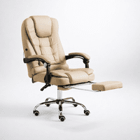 Space Home - Silla Ejecutiva Masajeadora Beige Reclinable Con Apoya Pies
