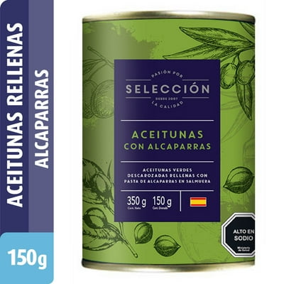Aceitunas Rellenas Con Alcaparras Drenado 150 G - Neto 350 G Selección