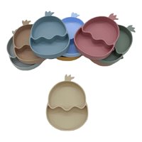 Genérico - Set 2 Platos Diseño Pollo Silicona Antideslizante Niños Lau