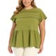 thumbnail image 4 of GRACE & GRANDEUR Blusas de Verano para Mujer de Talla Grande Babydoll Peplum con Frente Plisado, Manga con Volantes, Cuello Redondo, Fluidas, Casuales y Modernas 2X Verde Oliva, 4 of 6