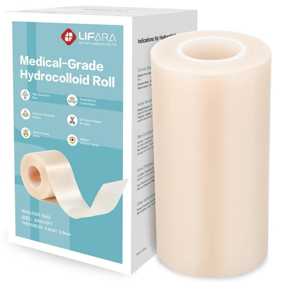 Rollo hidrocoloide para cuidado de heridas LIFARA, recortable a la medida 4 x 366 cm