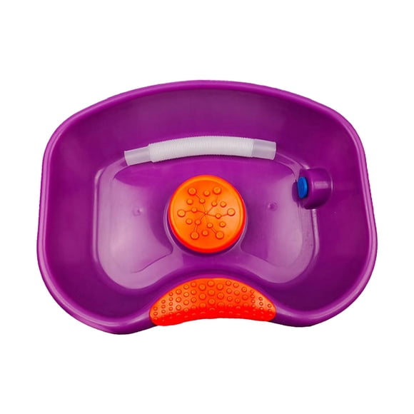 Lavabo de cabecera con manguera portátil con cojín para la cabeza, bañera de lavado a contracorriente para dormitorio, hogar, discapacitados, postrado Violeta