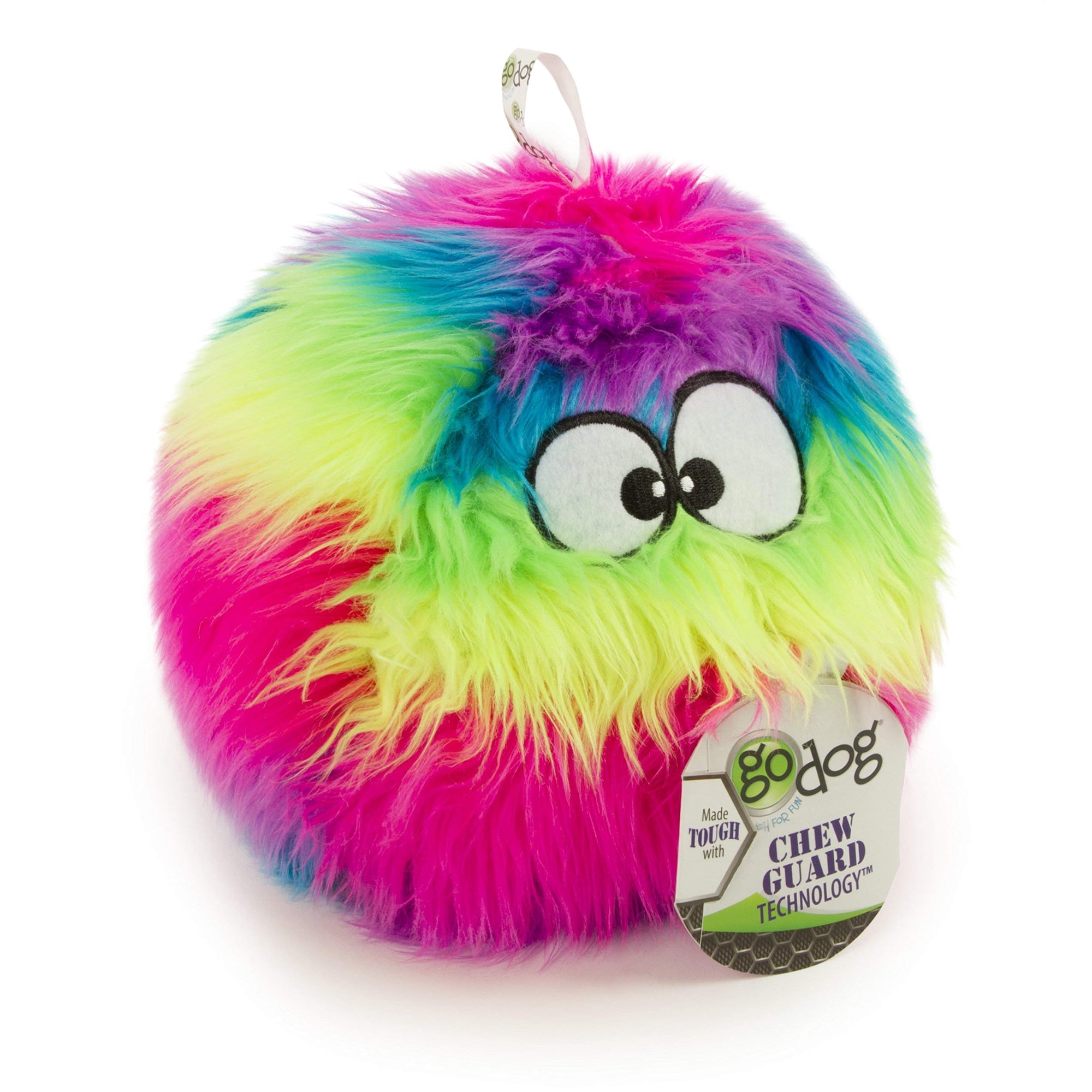 Pelota De Peluche Para Perros Godog Furballz Squeaky, Protector Masticable, Arcoíris