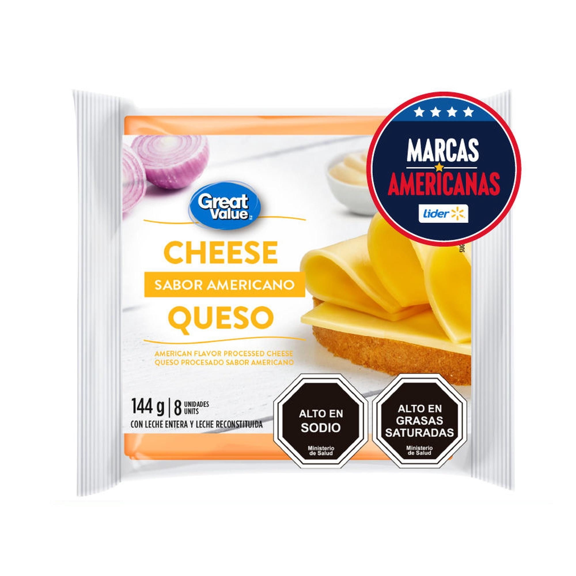 Queso Americano Fundido Laminado 144 g Great Value