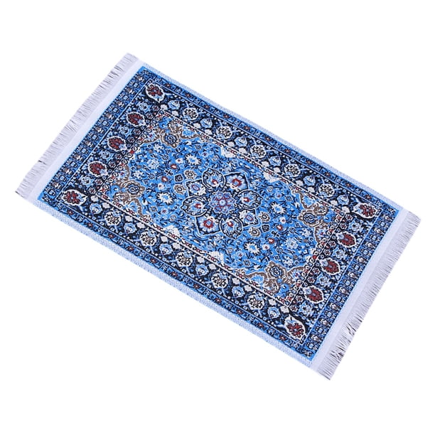 Alfombra Tejida A Escala 1:6 1:12, Alfombra En Miniatura Para El Suelo, Adornos Para El Hogar Y El Dormitorio, Color Azul