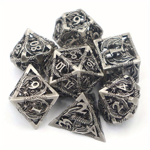 Hollow Polyhedron Dragon Metal Dice Suitable For Dungeons And Dragon RPG MTG Tabletop Games D&D Trailblazer Shadow And Math Teaching Suit 7-piece Set