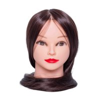 Magideal - Cabeza De Maniquí Entrenamiento De Peinado Del Cabello Adorno De Fibra Sintética Maniquí Cosmético Modelo De Cabeza Maniquí De Cabeza Para Peinar Prác Cabeza Giratoria Marrón