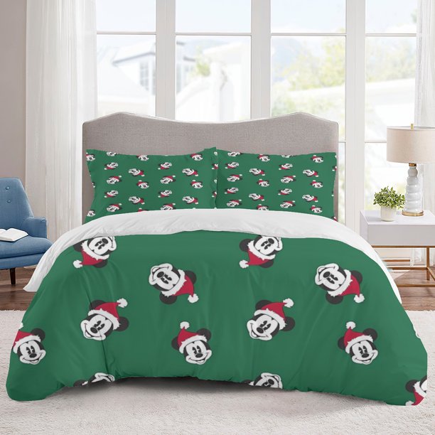 Mickey Mouse Bedding Sets Cartoon Duvet Cover Lightweight 3 Piece Bet Sets for Kids Boys Girls