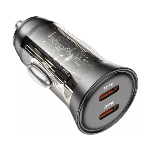 Cargador Borofone BZ26B 45W - 2 puertos USB C. Carga Rápida Crystal High Power - Compatible 12-24V