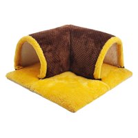 Magideal - Túnel Para Animales Pequeños, Escondite De Conejillo De Indias, Estera Extraíble Portátil Para Dormir Y Jugar, Cama Y Túnel 2 En 1, Nido Para Mascotas Color Café