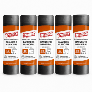 Pack 5 Paq Bolsa De Basura Tremex Ecoactiva 90X120 Cm – Rollo 10 Unidades, Resistentes Y Ecológicas