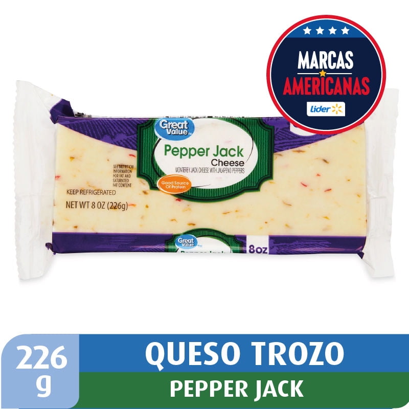 Queso Pepper Jack Trozo Coctel 226 g Great Value