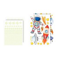 Bothyi - 4 Pegatinas De Pared De Astronauta Que Brillan En La Oscuridad, Pegatinas De Pared De Estrella Luminosa Para El Hogar