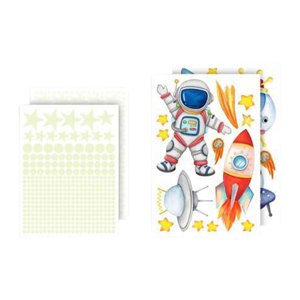 Bothyi - 4 Pegatinas De Pared De Astronauta Que Brillan En La Oscuridad, Pegatinas De Pared De Estrella Luminosa Para El Hogar