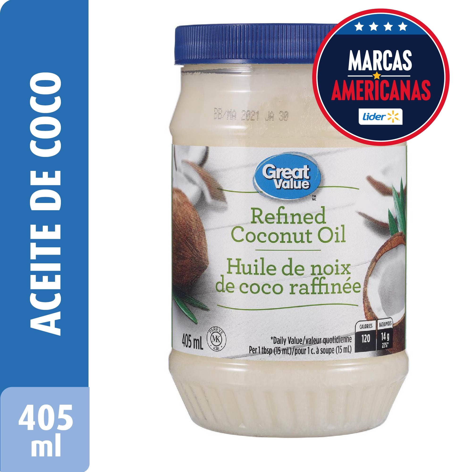 Aceite Coco Frasco 405 ml Great Value