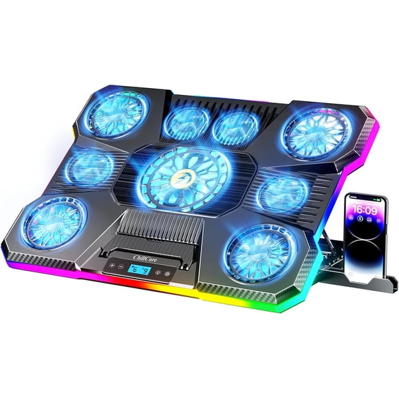 Base Enfriadora ChillCore 9 Ventiladores RGB LCD Para Laptop