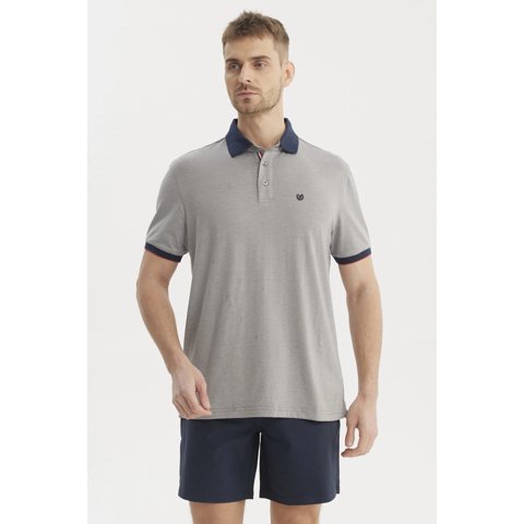 Fashionspark - Polera Hombre Cuello Contraste Gris- Ll