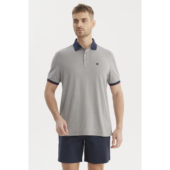 Polera Hombre Cuello Contraste Gris- ll