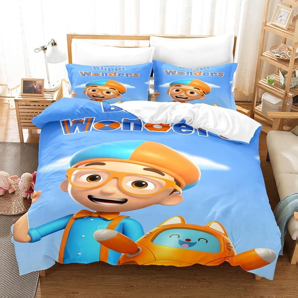 Blippi 3D Digital Printing Brushed Bedding Three-Piece Blippi