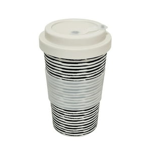 Decogreen - Mug Con Tapa De Silicona Biobamboo Rayas