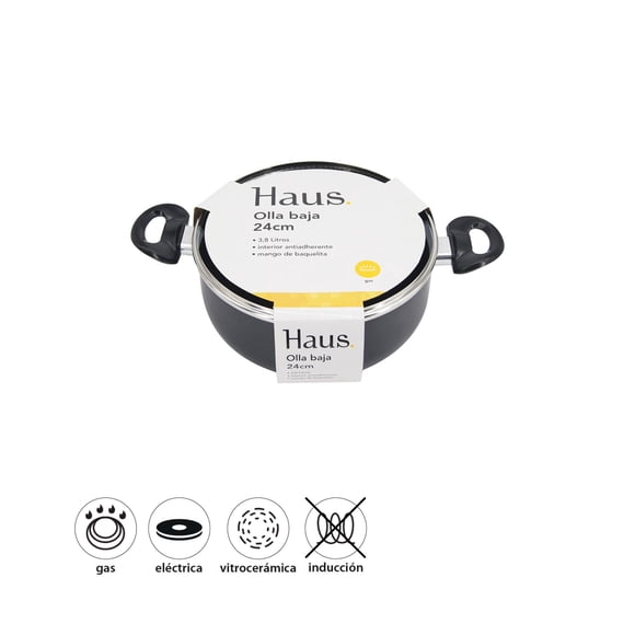 Olla Baja 24cm (3,8L) Prensado Antiadherente 1 Pieza
