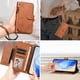 thumbnail image 5 of Funda Tipo Billetera para Samsung Galaxy M22 con Cremallera Portatarjetas Soporte Correa de Muñeca Cuero marrón, 5 of 5