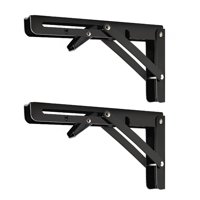 Bothyi - 2 Uds Soportes De Estante Plegables Soporte De Estante De Metal Para Sala De Estar Balcón Hogar Negro 18 Pulgadas