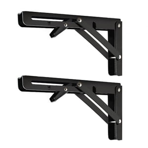 Bothyi - 2 Uds Soportes De Estante Plegables Soporte De Estante De Metal Para Sala De Estar Balcón Hogar Negro 18 Pulgadas