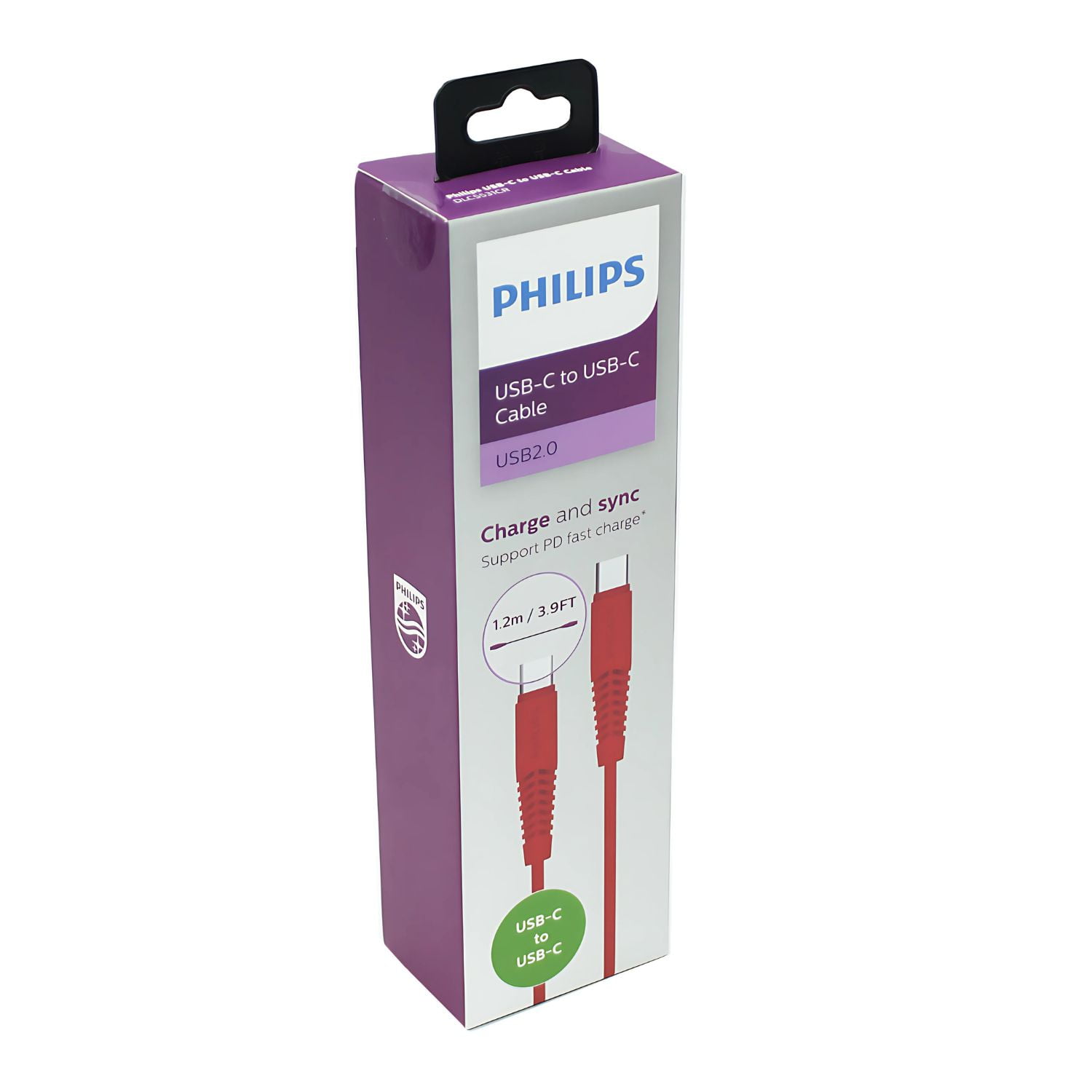Cable Usb-c A Usb-c 1.2m Rojo Philips Dlc5531r - Sc