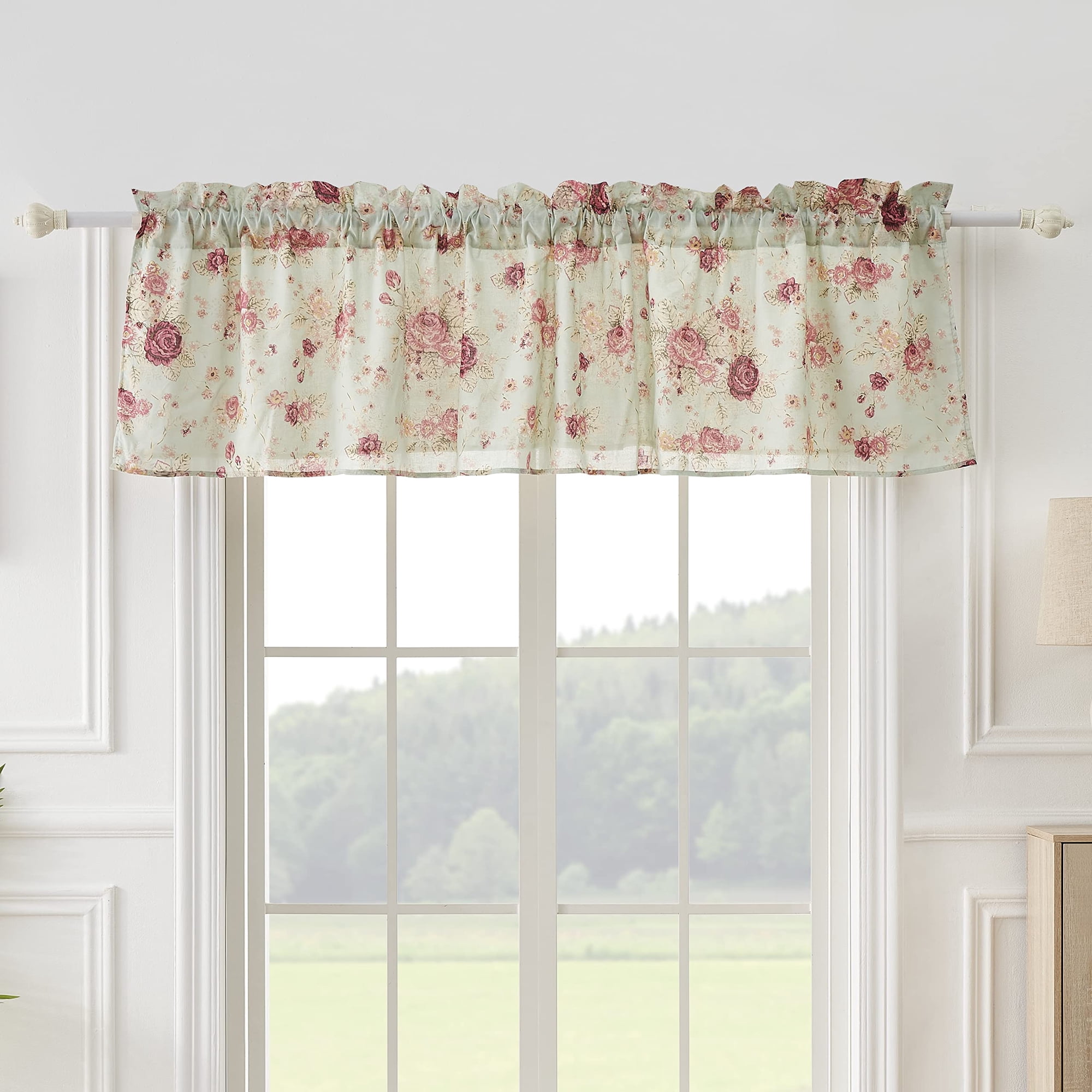 Greenland Home Fashions - Cenefa Para Ventanas Greenland Home, Rosa Envejecida, Color Azul