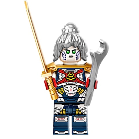 Minifigura Lego Ninjago Pixal Con Llave Y Katana Dorada