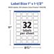 thumbnail image 5 of Etiqueta Avery, rectangular blanca mate, 1 x 1,5 cm, 1600, imprimible, 5 of 7