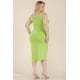 thumbnail image 5 of Saronite Vestido Midi Básico Cruzado sin Mangas con Lazo Frontal, Color Lima (Talla Grande para Mujer), 5 of 5