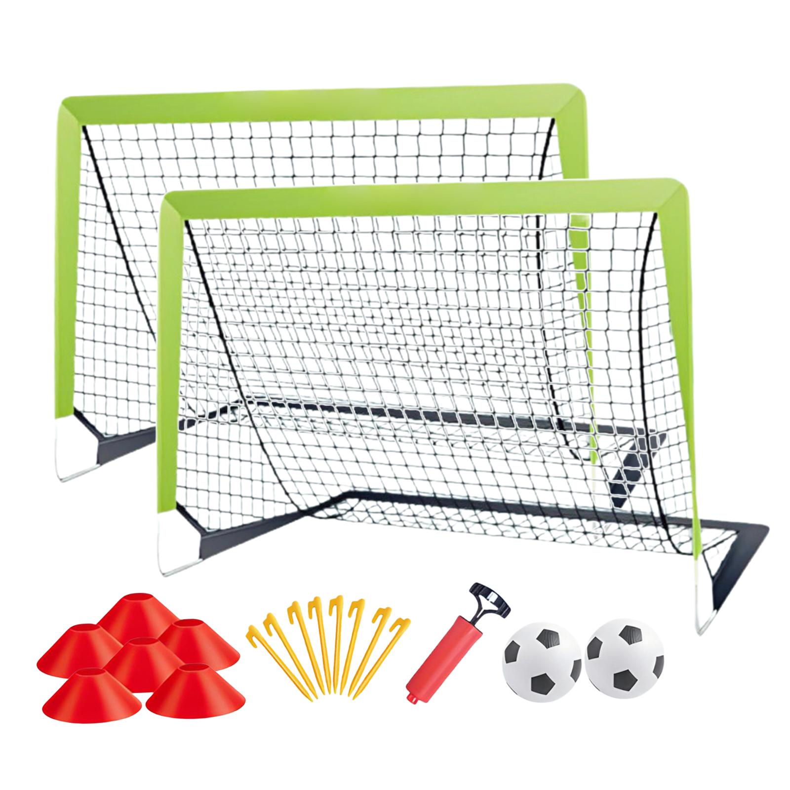 Magideal - Equipo De Entrenamiento De Portería De Fútbol Para Niños, Portería De Fútbol Plegable Con Balón De Fútbol Para Patio De Juegos, Deportes Al Aire Libre Red Verde De 2 Piezas