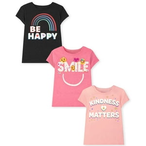 Camiseta The Children'S Place Para Niñas De Manga Corta, Paquete De 3 Unidades, 10/12