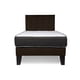 thumbnail image 1 of Cama 1 plaza completa Base americana + colchón de resortes + respaldo botones café, 1 of 2