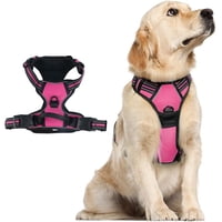 Xusx111 - Arnés Para Perros Sin Tirar, Acolchado Suave Ajustable, Chaleco De Nylon Reflectante Sin Asfixia Para Mascotas Con Manija De Control Fácil Para Perros De Tamaño Medio, Rojo Rosa, M