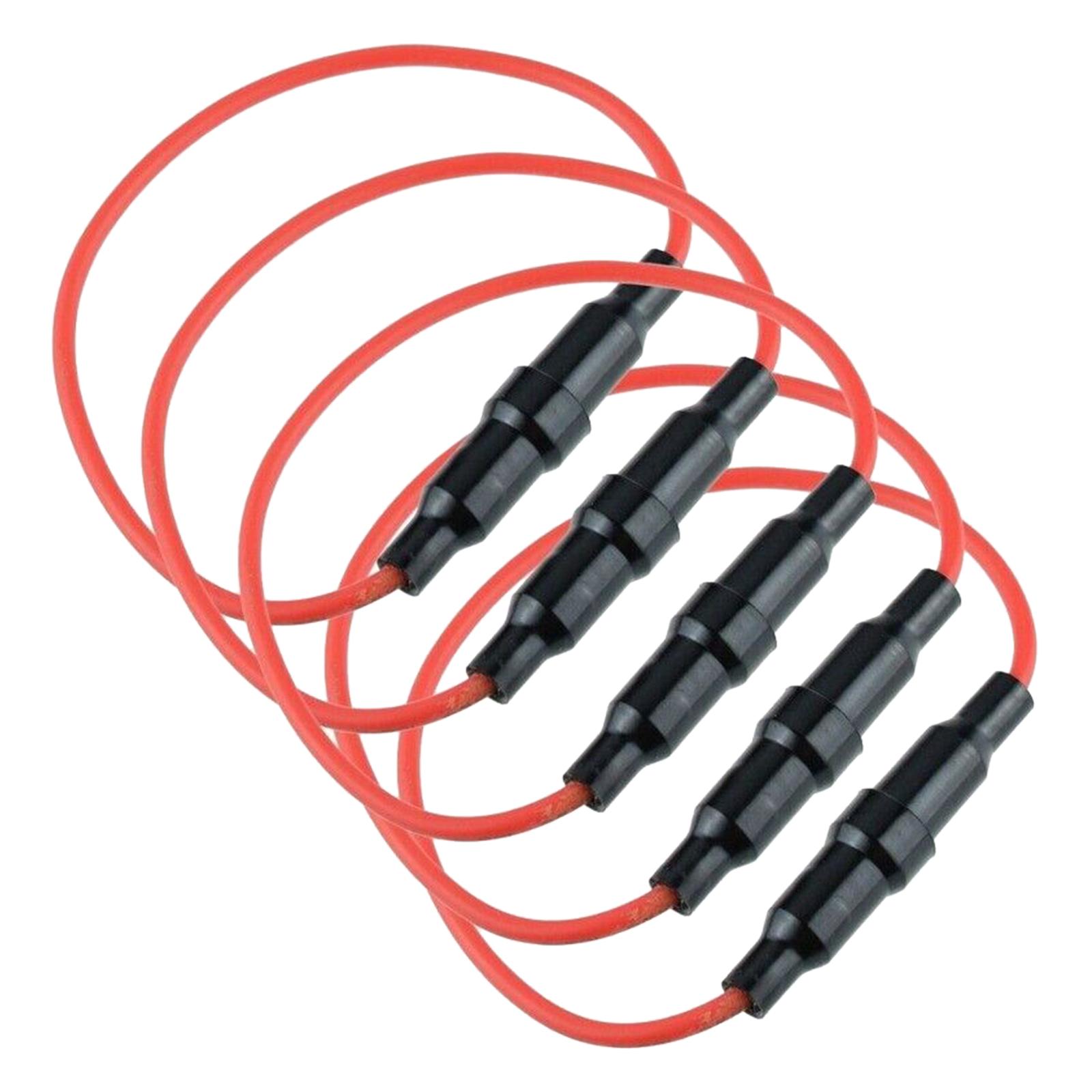 Magideal - 5 Portafusibles De 7 Pulgadas De Largo, Fácil De Usar, 10 A, Versátil, Negro, Compatible Con Cable Awg De Calibre 18, 5X20 Mm, Para Camiones, Barcos