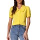 thumbnail image 1 of INSPIRE CHIC Blusa de Mujer Cuello Peter Pan Manga Corta Abullonada Camisa Retro S Amarillo, 1 of 6