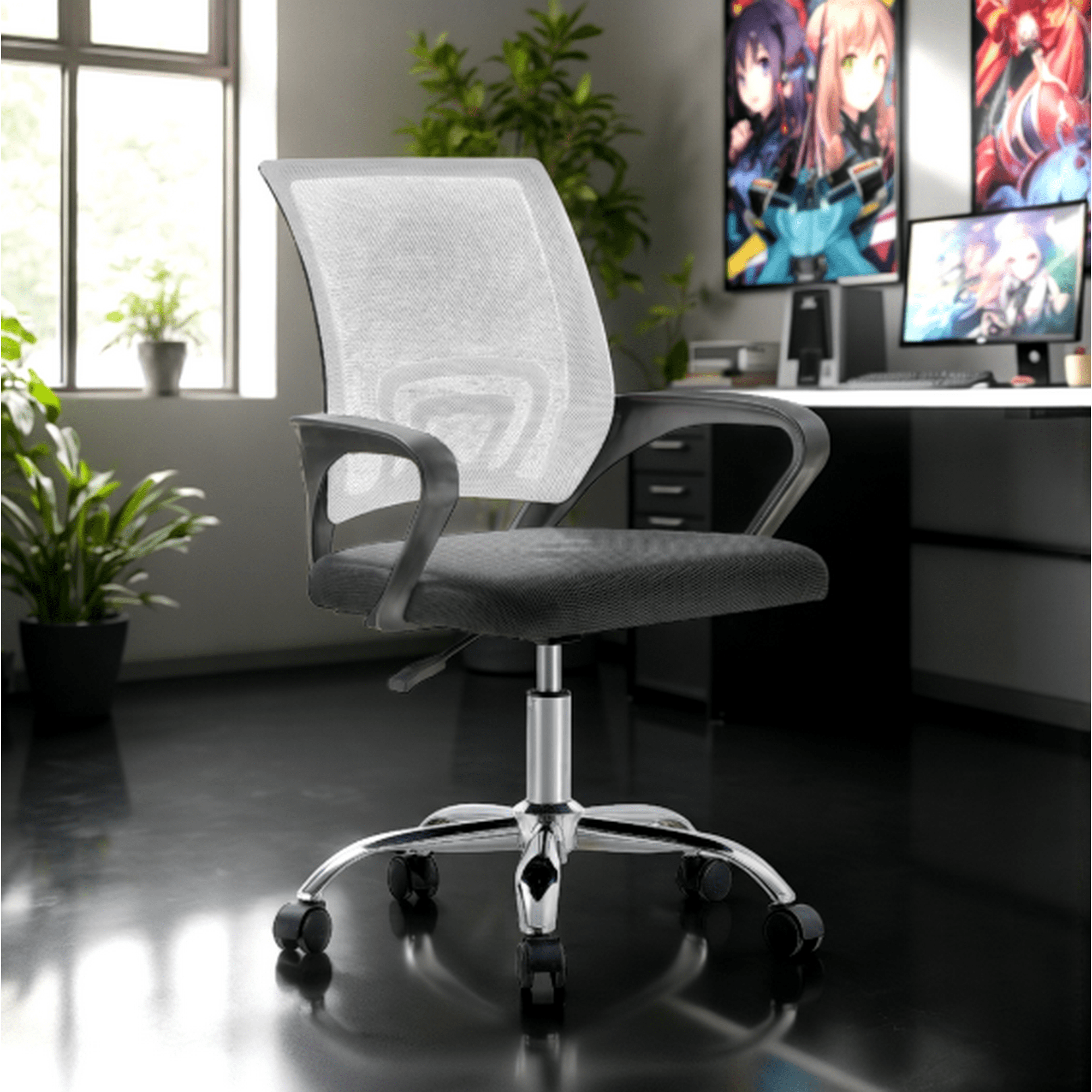 Arthome - Silla De Oficina Ejecutiva Nueva York Ergonomica Respaldo Malla Blanca Bm-520mw