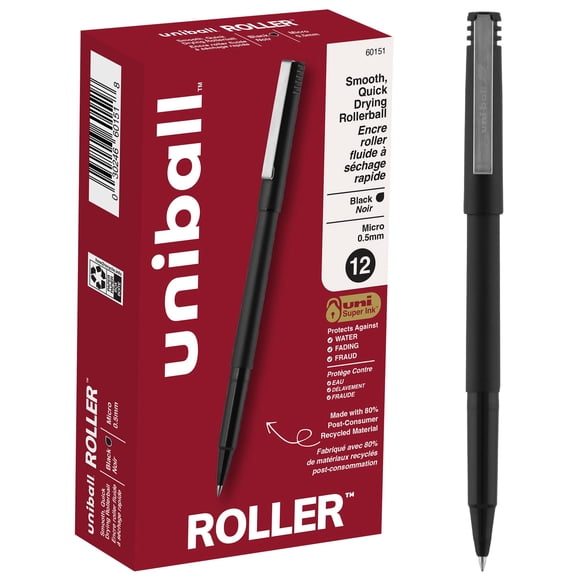 Bolígrafo Roller Uniball Stick Micro 0,5 mm Black Dozen