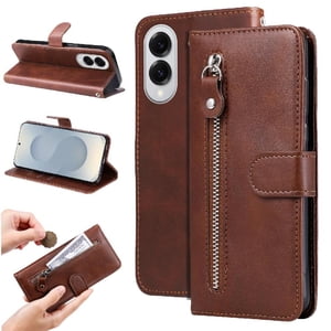 Gangxun - Funda Con Cremallera Para Samsung Galaxy S25 Edge, Carcasa Cartera De Cuero Pu Con Soporte Y Tarjetero