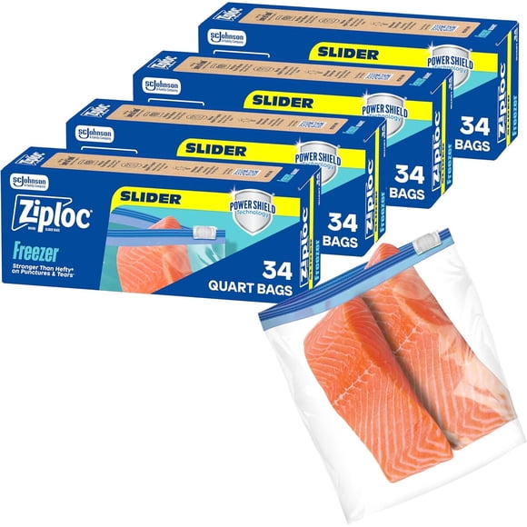 Ziploc Quart Freezer Slider Bags, 136 bolsas en total, paquete de 34 unidades
