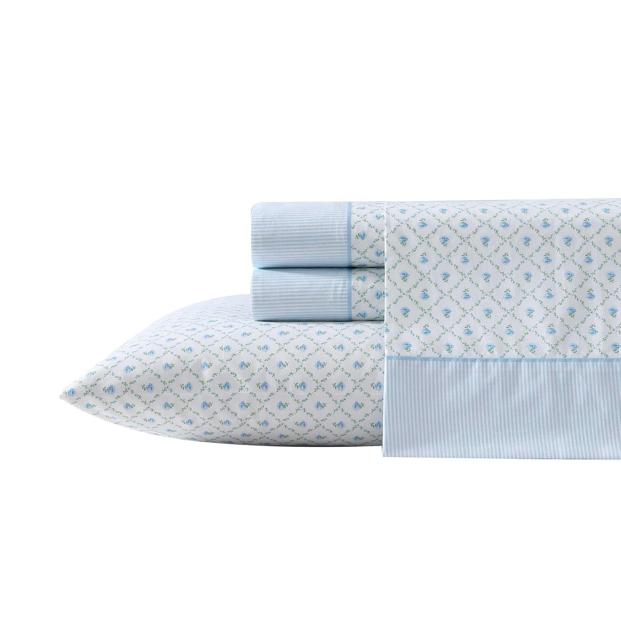 Juego De Sábanas Laura Ashley De Percal De Algodón, 200 Hilos, Color Azul