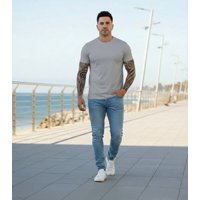 T-World - Polera 100 % Algodón Manga Corta Básica 170 Grs. Gris