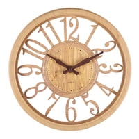 Bothyi - Reloj De Pared De Estilo Europeo De 12 "", Textura De Madera Hueca Redonda Para El Hogar, Cafetería, Bar, Madera Natural