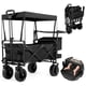 thumbnail image 2 of Carrito Plegable Portátil y Carriola para Exteriores hasta 200 Kg, Ruedas 360° Todo Terreno con Freno, Incluye Toldo y Cesta de Tela, para Niños y Mascotas, Carretilla Wagon Vagón con Funda, 2 of 6