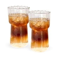 Santú Home & Deco - Set 2 Vasos Vidrio Estriado Alto 590Ml Bebidas Y Cafe